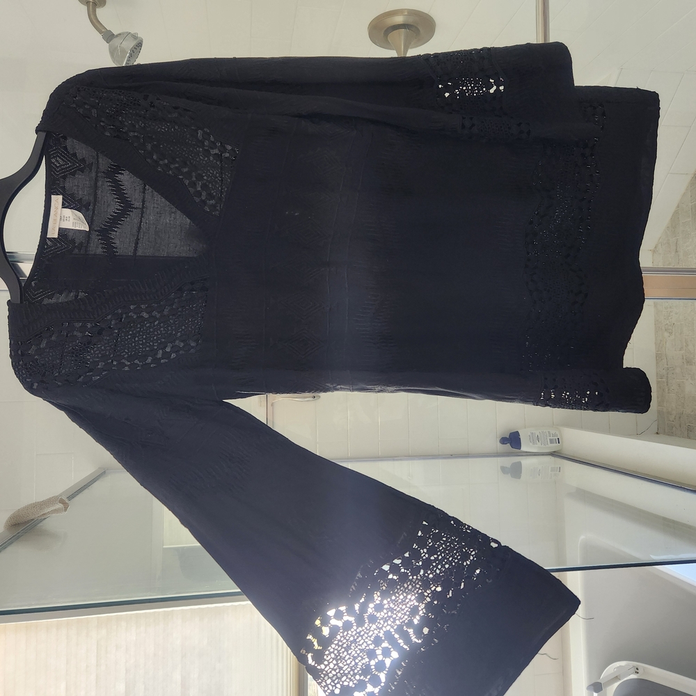 Black Lace Bell Sleeve Top